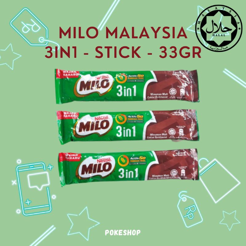 Milo Malaysia Sachets Milo 3in1 Stick Original Malaysia 33Gram