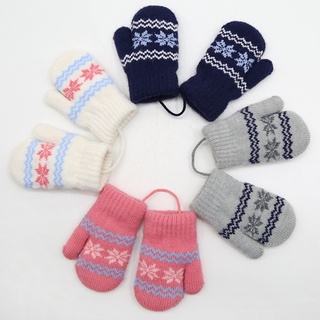 Children's Winter Gloves Small Snowflakes Alpaca Woolthick Warm Wool Newborn Knitted Gloves #1
