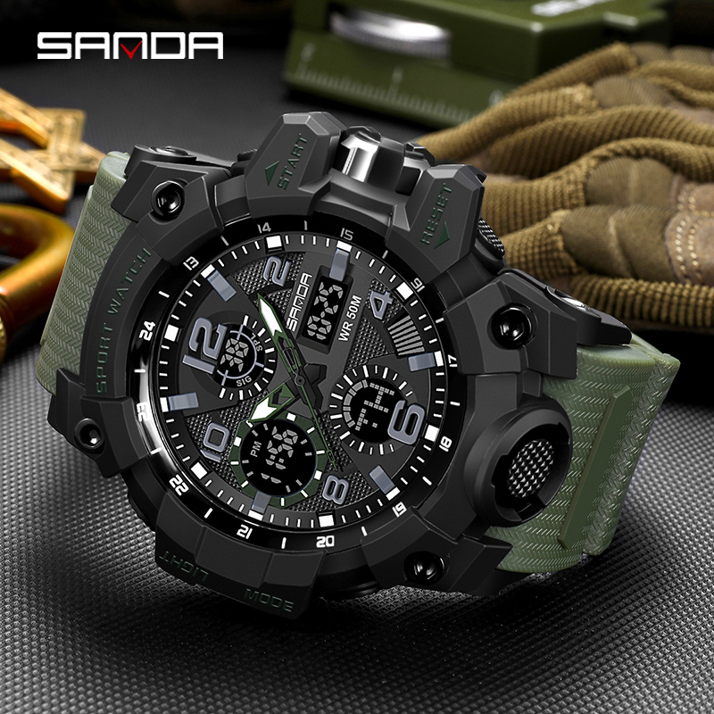 【Sanda Official】Men Watch Sports Waterproof Watch Digital Quartz Super