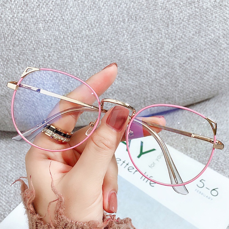 Metal Cat Ear Glasses Frame Anti Radiation Eyeglass for Woman Glasses