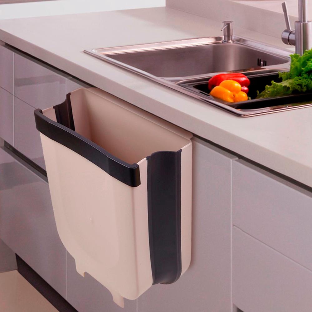 Folding Waste Bin Kitchen Cabinet Hanging Trash Bin Trash Can Wall