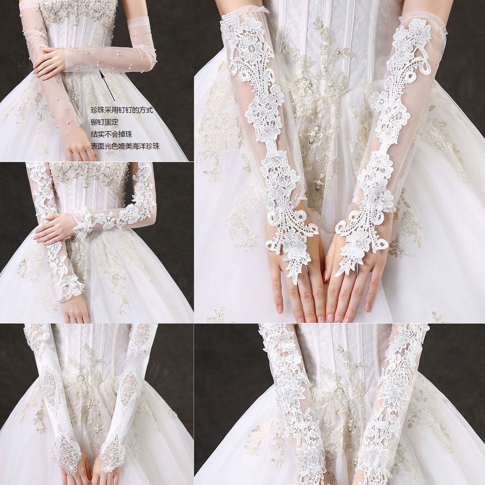 wedding dress with gloves