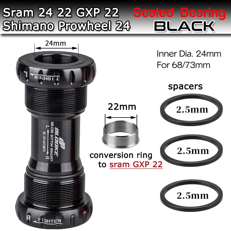 Blooke Mtb Bike 24 22 Mm Set Sealed Ceramic Bearing Bottom Bracket Thread Kit For Sram Gxp Prowheel Crankset Part Shopee Philippines