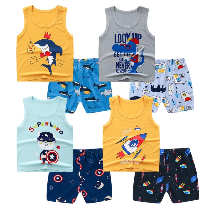 (0-4Y) Boy Clothes Corp Terno for Kids Boys Fashion Sando Shorts Set ...