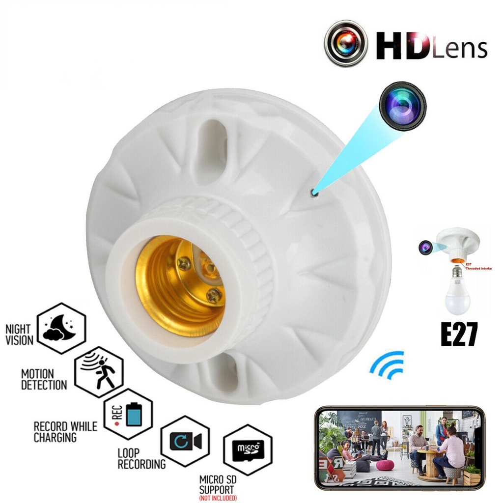 E27 Light Lamp Bulb Holder Socket With 1080P HD Mini spy Camera Wifi