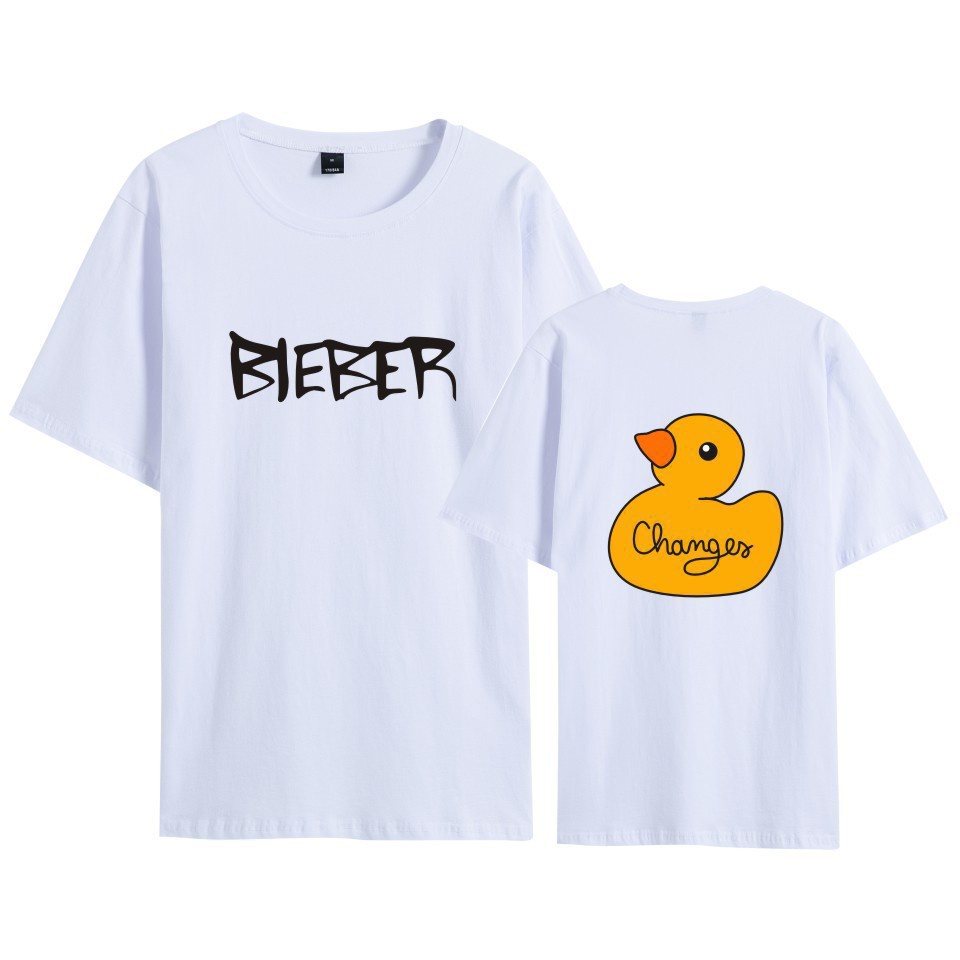 justin bieber Merchandise Printing Cute Fashion Loose Couple Short-Sleeved Summer Versatile Multi-Pic