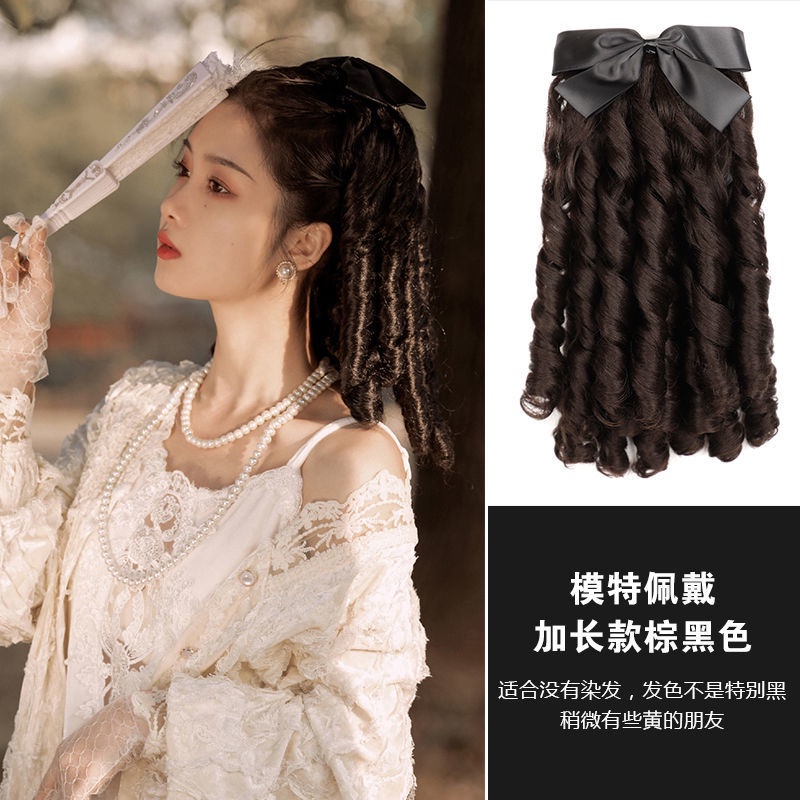 Girl's wig Republic Of China Female Curly Hair Roman Cheongsam Republican Style Miss Accessories Gold Pink Family Princess Egg Roll Ponytail