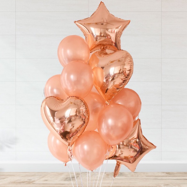 14 In 1 Heart And Star Mixed Balloon Bouquet Set 14pc Balloons Shopee Philippines