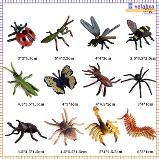 12pcs Plastic Realistic Insect Model Figure Toys Set Ladybug Bee Mantis Scorpion 