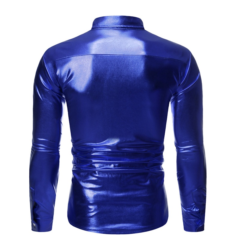 Men's Shiny Multicolor Stage Singer Prom Costume Nightclub Shirts Male ...