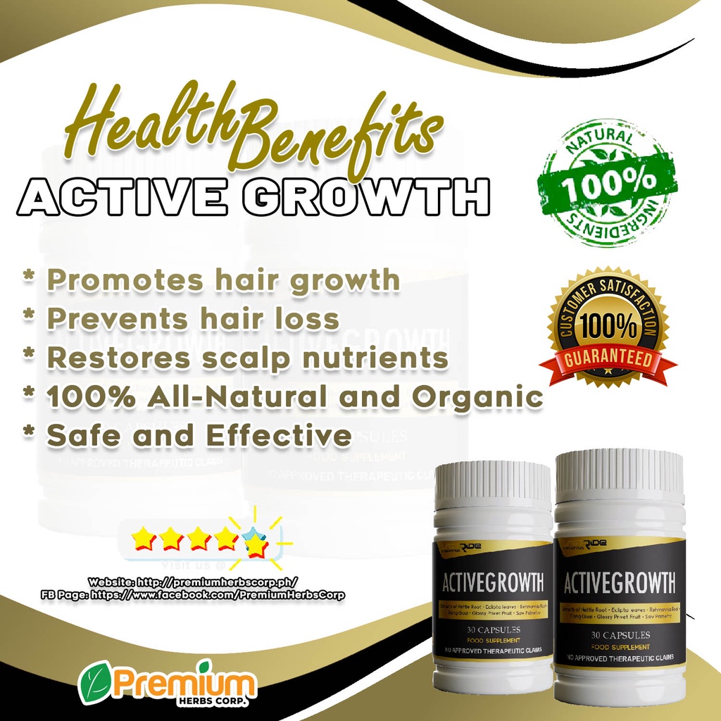 100% Legit Best Seller Hair Grower Active Growth 30 Capsule Natural Hair  Care Product Hair Treatment | Shopee Philippines