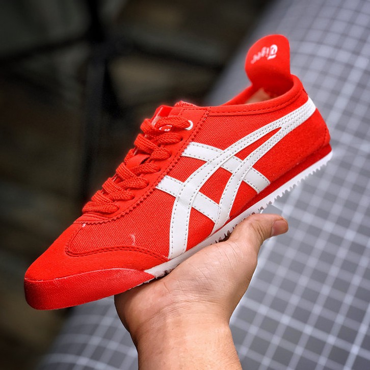 asics all red shoes
