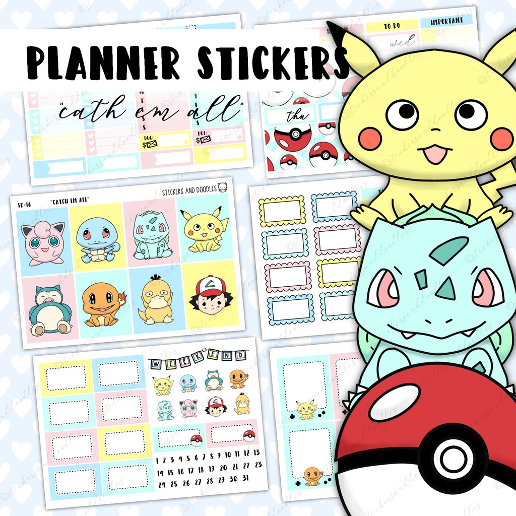 SD16 Catch Em All Pokemon Inspired Planner Sticker Kit | Shopee Philippines