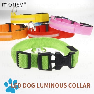 Monsy Pet Collar Adjustable Pet Collar Dog Cat Collar Safety Buckle Neck Strap LED Ring Collar #1