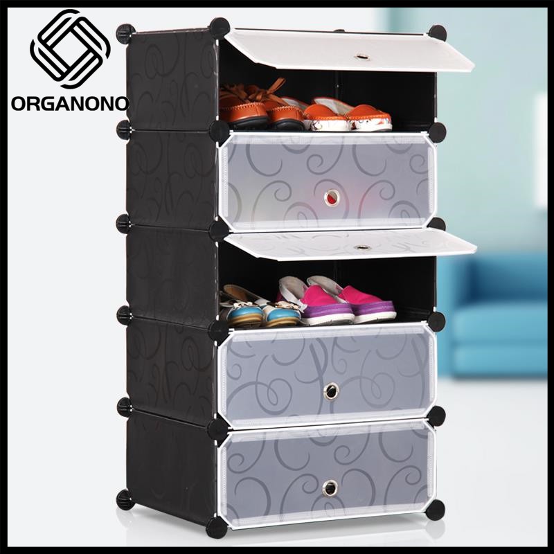 Organono Stackable 5 Layer Shoe Cabinet Rack With Door Cover Space Saver For Living Room Balcony Shopee Philippines