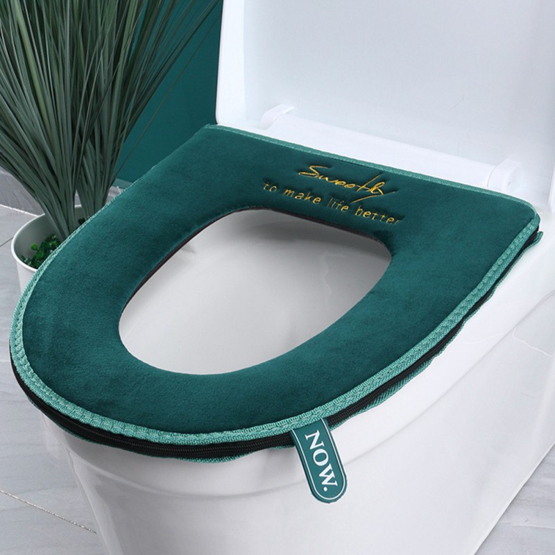 2Pcs Toilet Seat Covers Warm Washable Winter Soft Comfortable Flannel Toilet Seat Pads for Home Bathroom