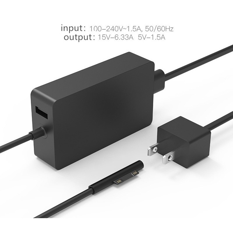 102W 15V 6.33A Power Adapter Charger for Microsoft Surface Laptop 3 2 1 ...