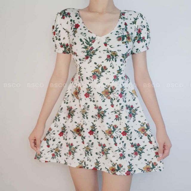 green white floral dress