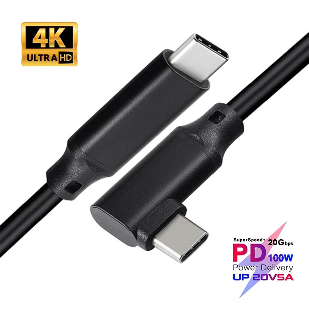 PD 100W 5A Curved USB3.2 Type-C Extension Cable 90D Bend HD 4K 60Hz ...