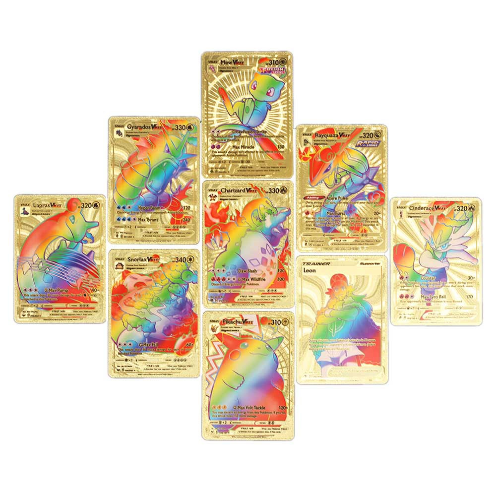 55Pcs Pokemon card Golden bright rainbow Vmax GX card Charizard Pikachu ...