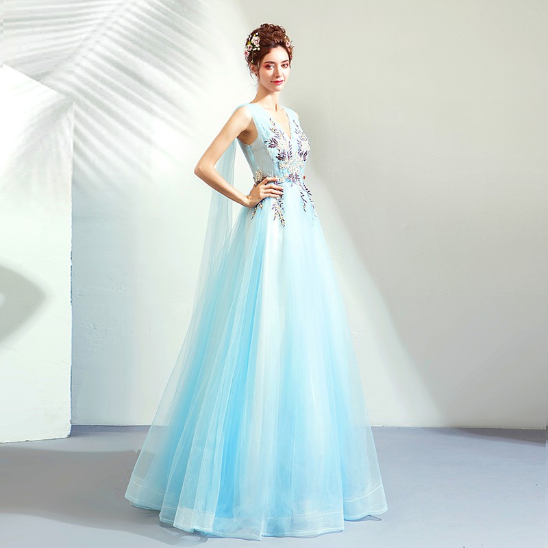 Light Wedding Fairy Dress Wedding Small Dress Smoke Cyan Shopee