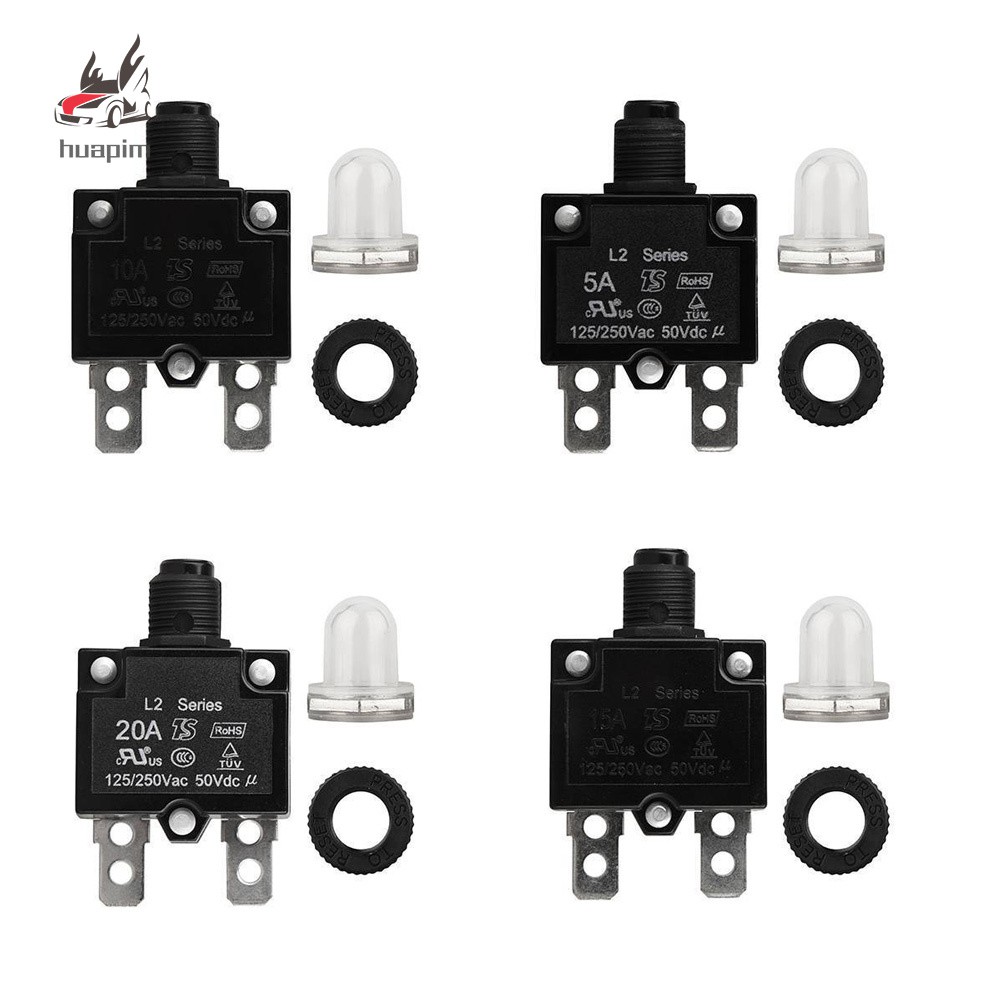 Manual Reset Circuit Breaker 125250V AC 50V DC Push Button Thermal