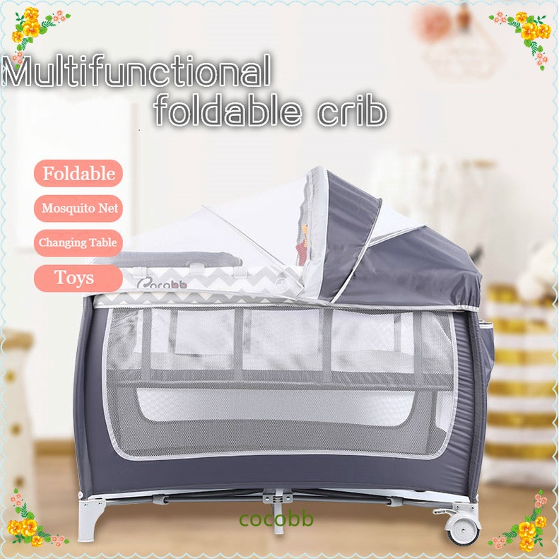 cocobb Baby Crib Set with Mosquito Net Nursery Playpen Portable and
