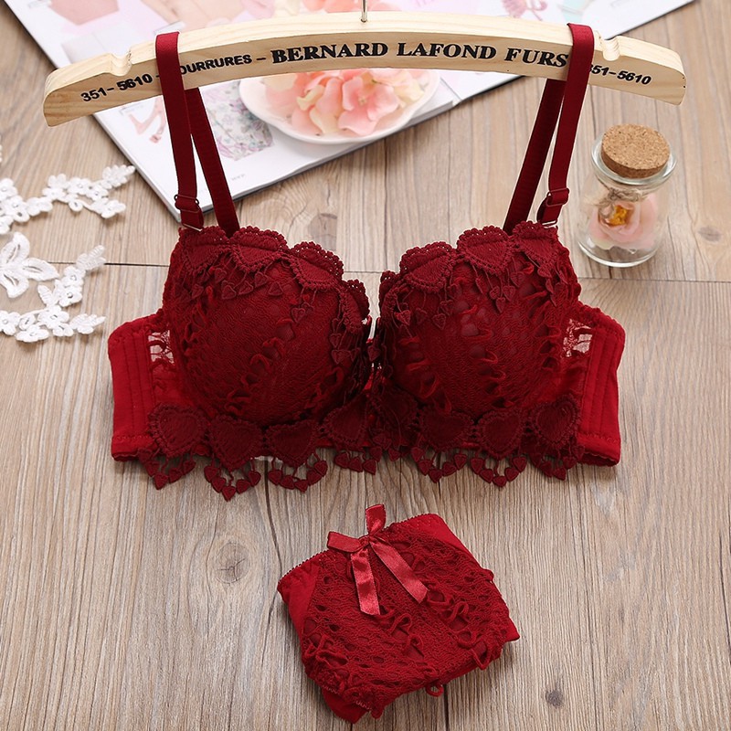 in2it ღ 2 Pcs Ready Stock Women Half Cup Bra Set Floral Lace Bras