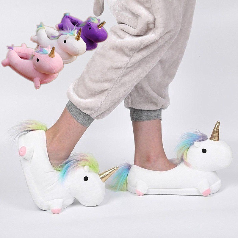 Plush Unicorn Slippers Novelty Soft 