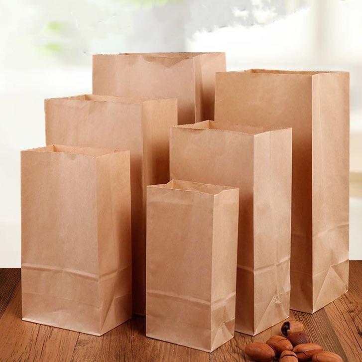 100 Pcs Brown Kraft Paper Bag Small Size Plain Takeaway bag Packaging