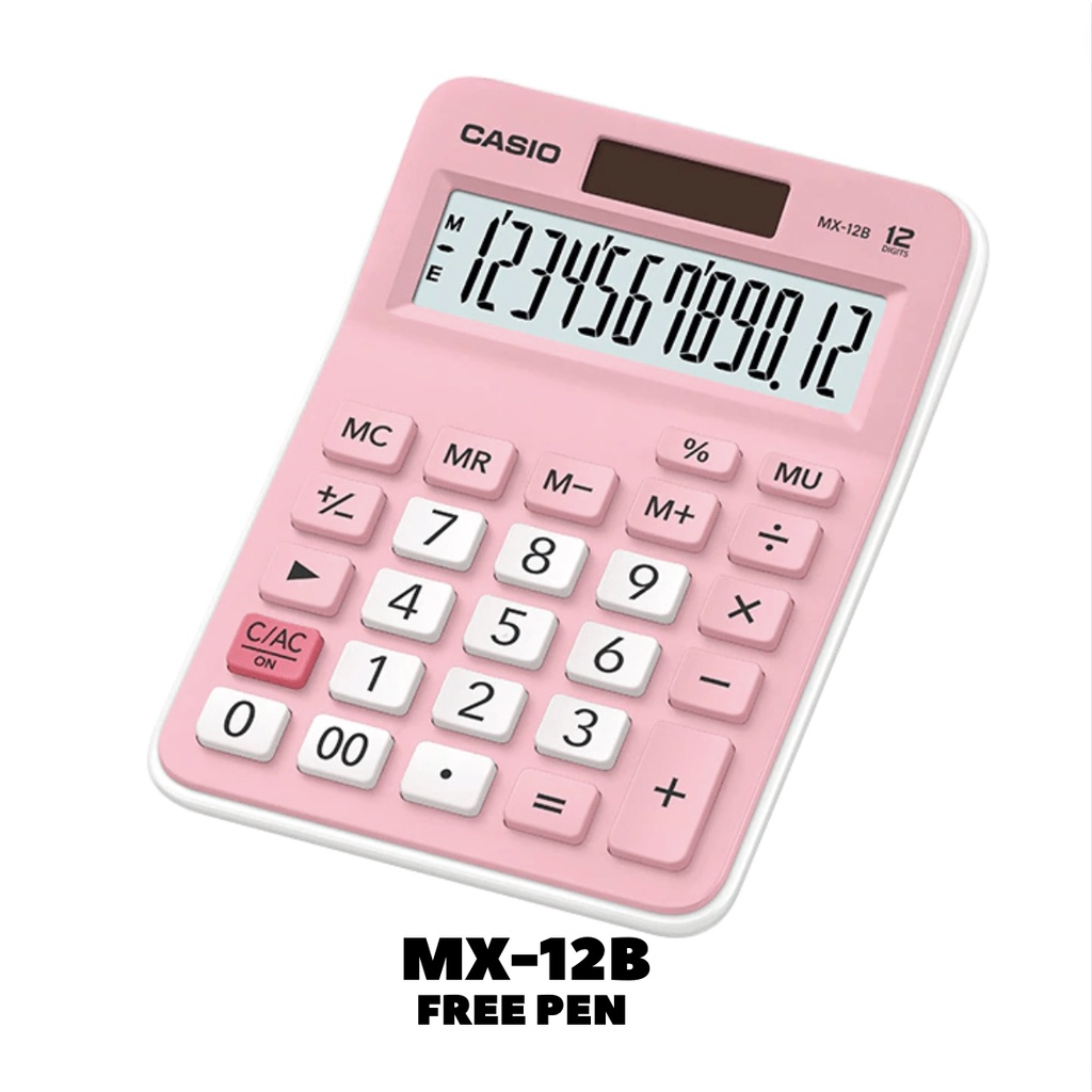 Casio Mx12b Mini Desk Calculator In Pink Color FREE PEN Shopee