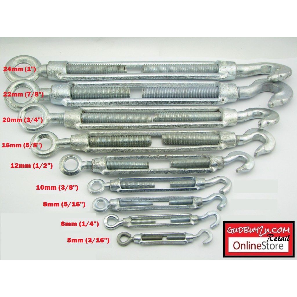 TURNBUCKLE HOOK & EYE TURNBUCKLE ADJUSTABLE GALVANIZED COMMERCIAL WIRE