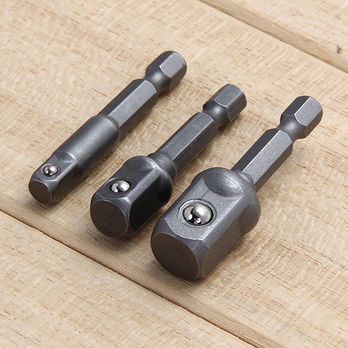 3Pcs Socket Adapter Drill BIts Set Hex Shank 1/4 3/8 1/2 inch Impact ...