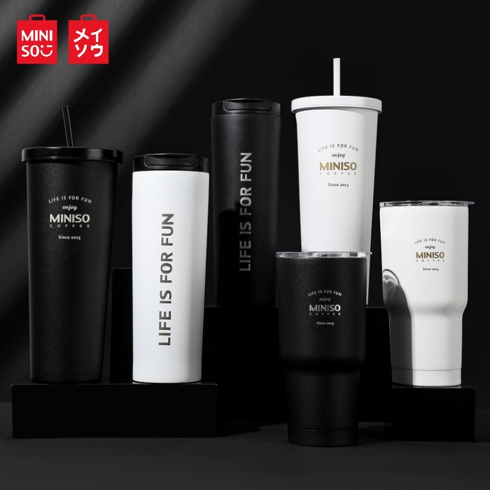 Miniso Classic Black White Series Coffee Mug Vacuum Cup Kettle Thermos