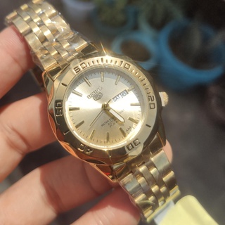 （Selling）Seiko 5 Expensive Water Resist Day & Date 21 Jewels Auto Hand Movement Gold Black Mens Watc #2