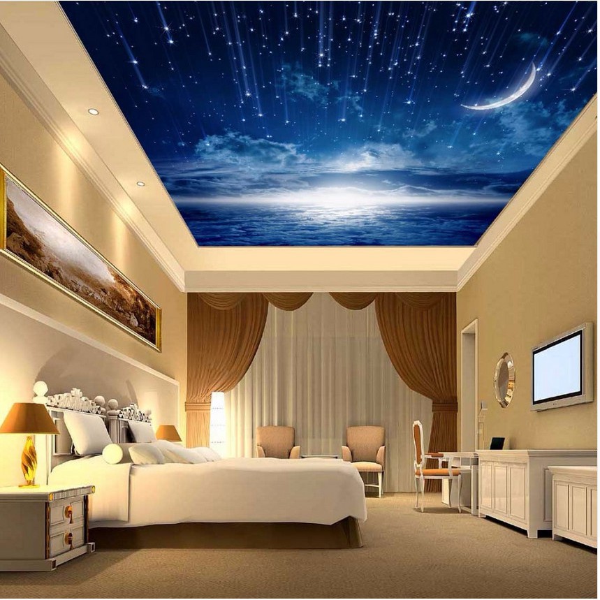 3d Star Cloud Night Sky Mural Ceiling Bedroom Background Galaxy