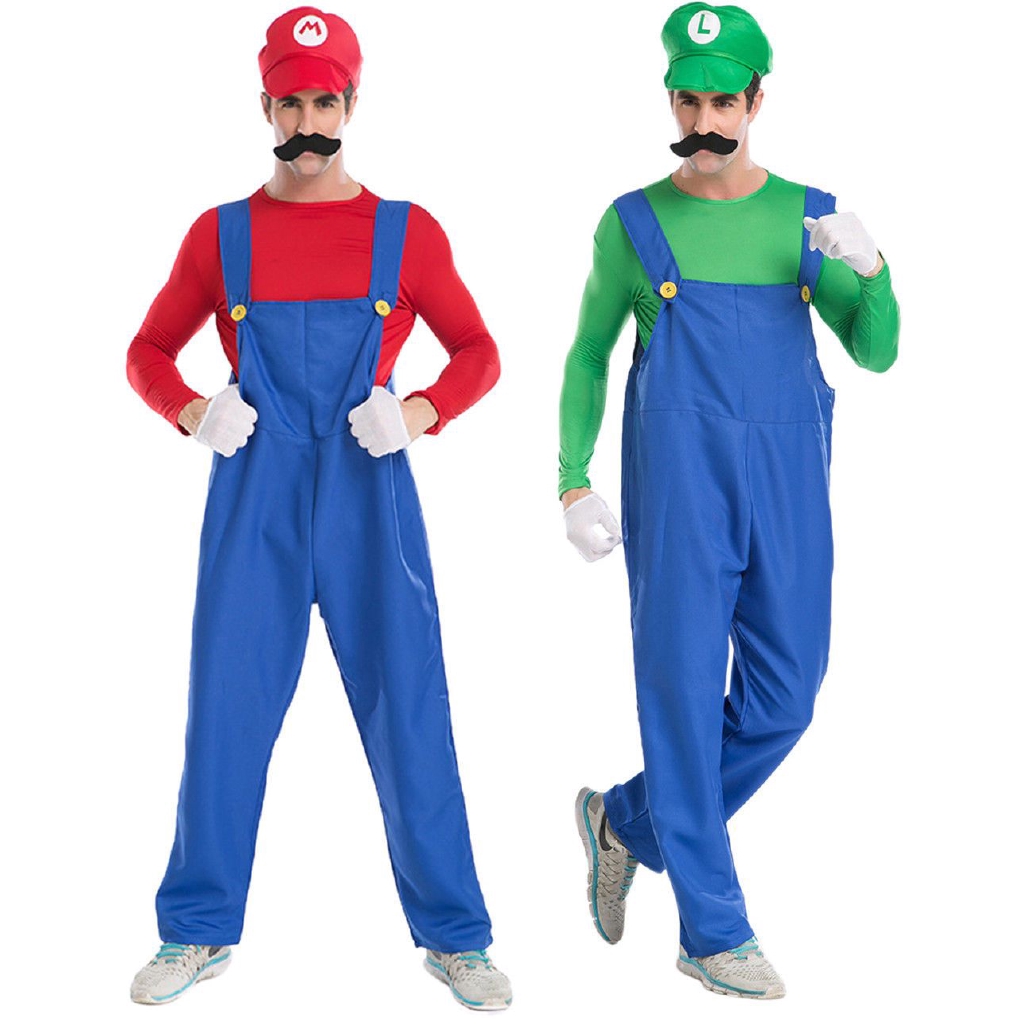Mens Fancy Dress Super Mario Bros Luigi Costume Wario vrogue.co