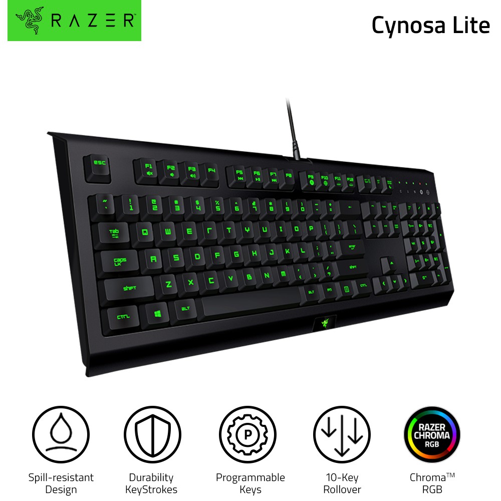 Razer Cynosa Lite Single Zone Chroma RGB Backlighting Spill-Resistant ...