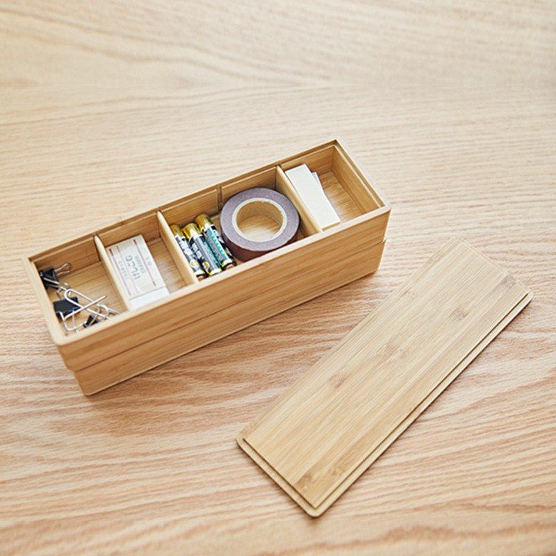 small wooden box with divider