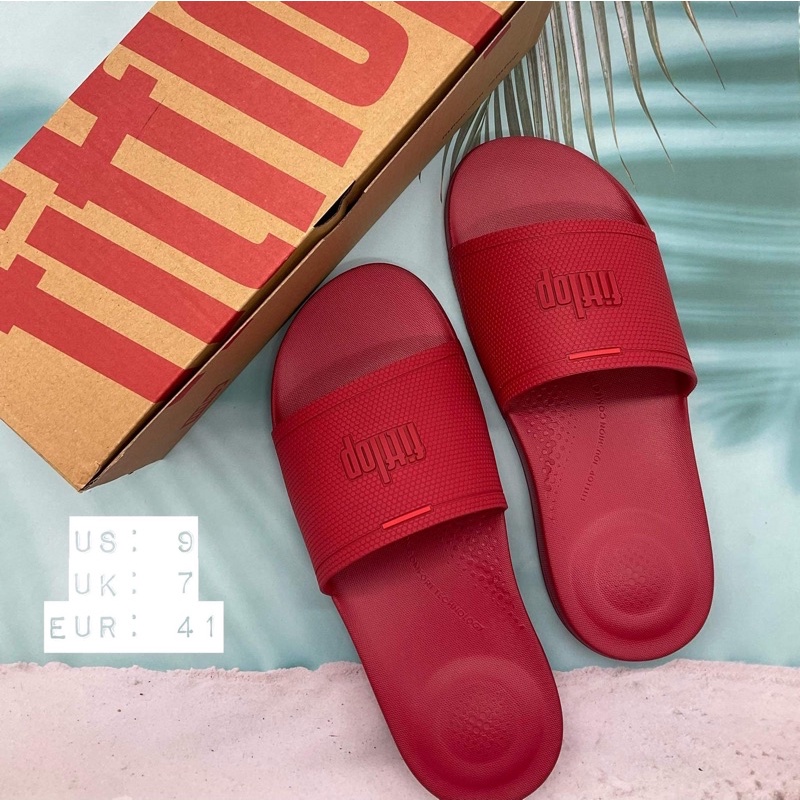 Original Fitflop Iqushion Slides/ slipper scarlet red rubber womens US9