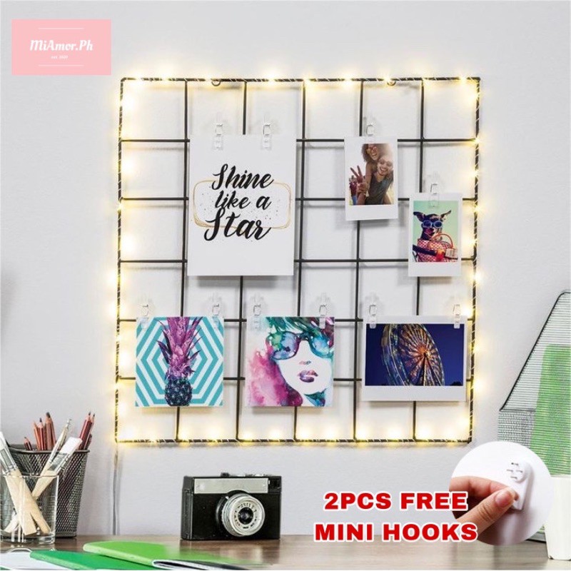 [30x30cm] DIY Grid Wall Wire Mesh Panel Iron Decor Organizer Art