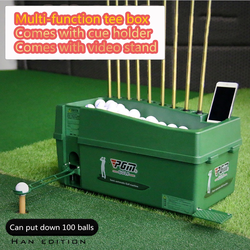 Automatic golf ball dispenser multifunction box with club seat large