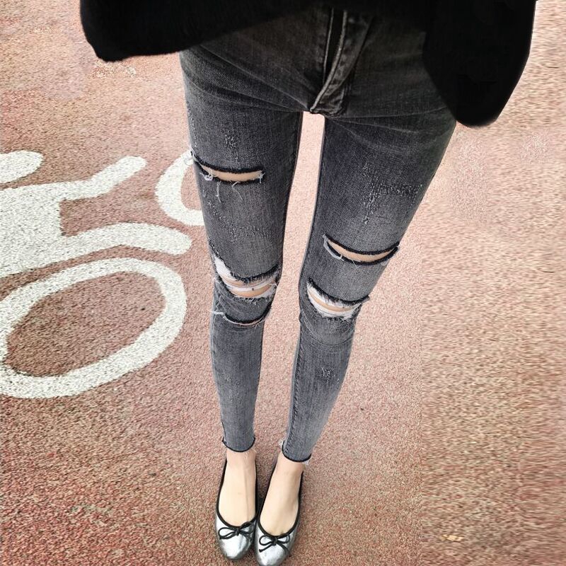 cropped ripped skinny jeans