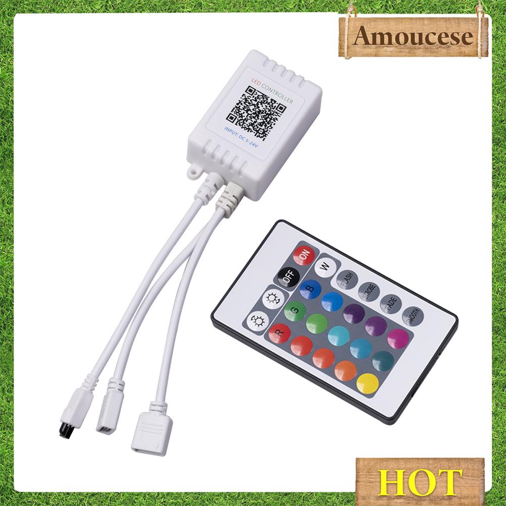 1 To 2 LED Controler Box 24 Keys IR Remote Controller For RGB Lights ...