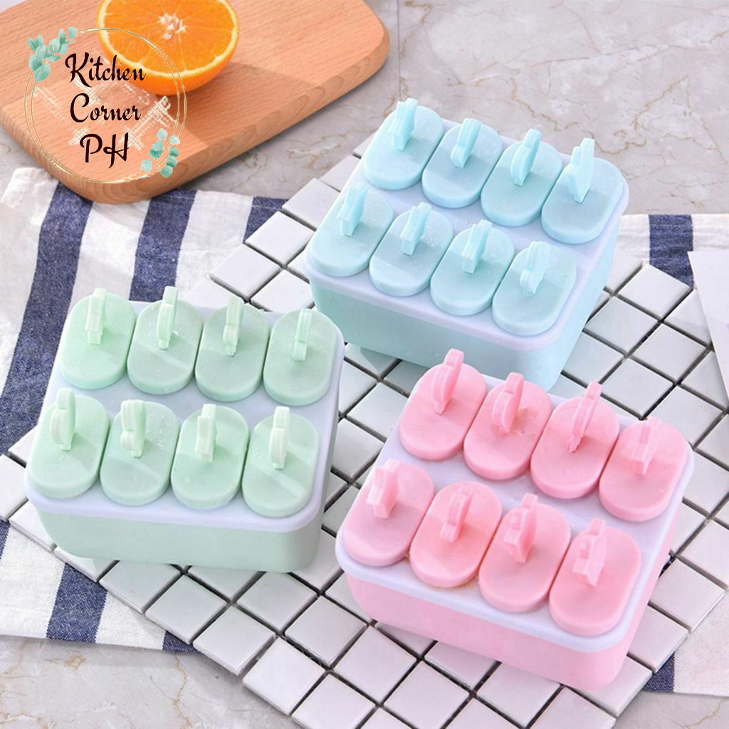 DIY Ice Pop Maker 8 Cells Frozen Ice Cream Molds Popsicle Ice Lolly Pop Easy Make Freezer