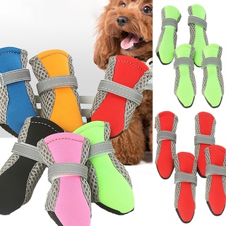 4pcs Dog Shoes Breathable Mesh Pet Shoes Magic Stick Lightweight Dog Shoes Beauty Pet Shoes