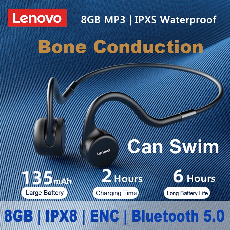 Lenovo X5 Bone Conduction Headphones IPX8 Waterproof Builtin 8GB