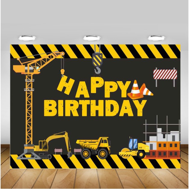Costruction Theme Birthday Party Photography Backdrop Builder Dump Truck Birthday  Background Cake Table Boy Birthday Decorations Props | Shopee Philippines