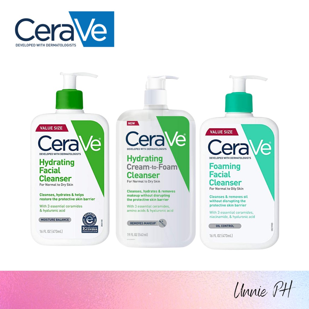 CERAVE Facial Cleansers ( Hydrating | Cream-to-Foam | Foaming) | Shopee ...