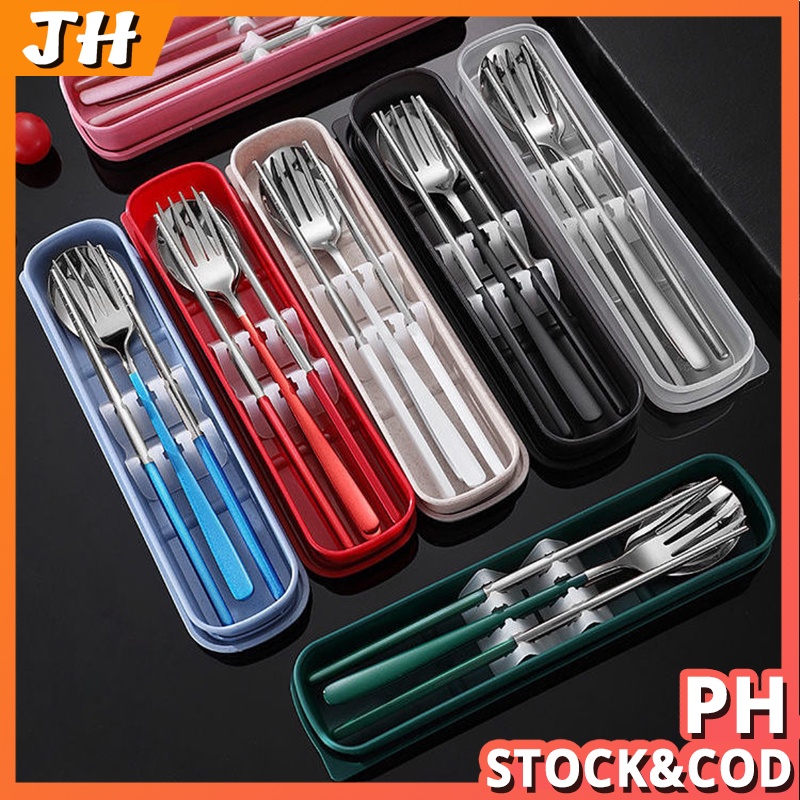 304 stainless steel cutlery set chopsticks spoon fork/box essential artifact for student travel
